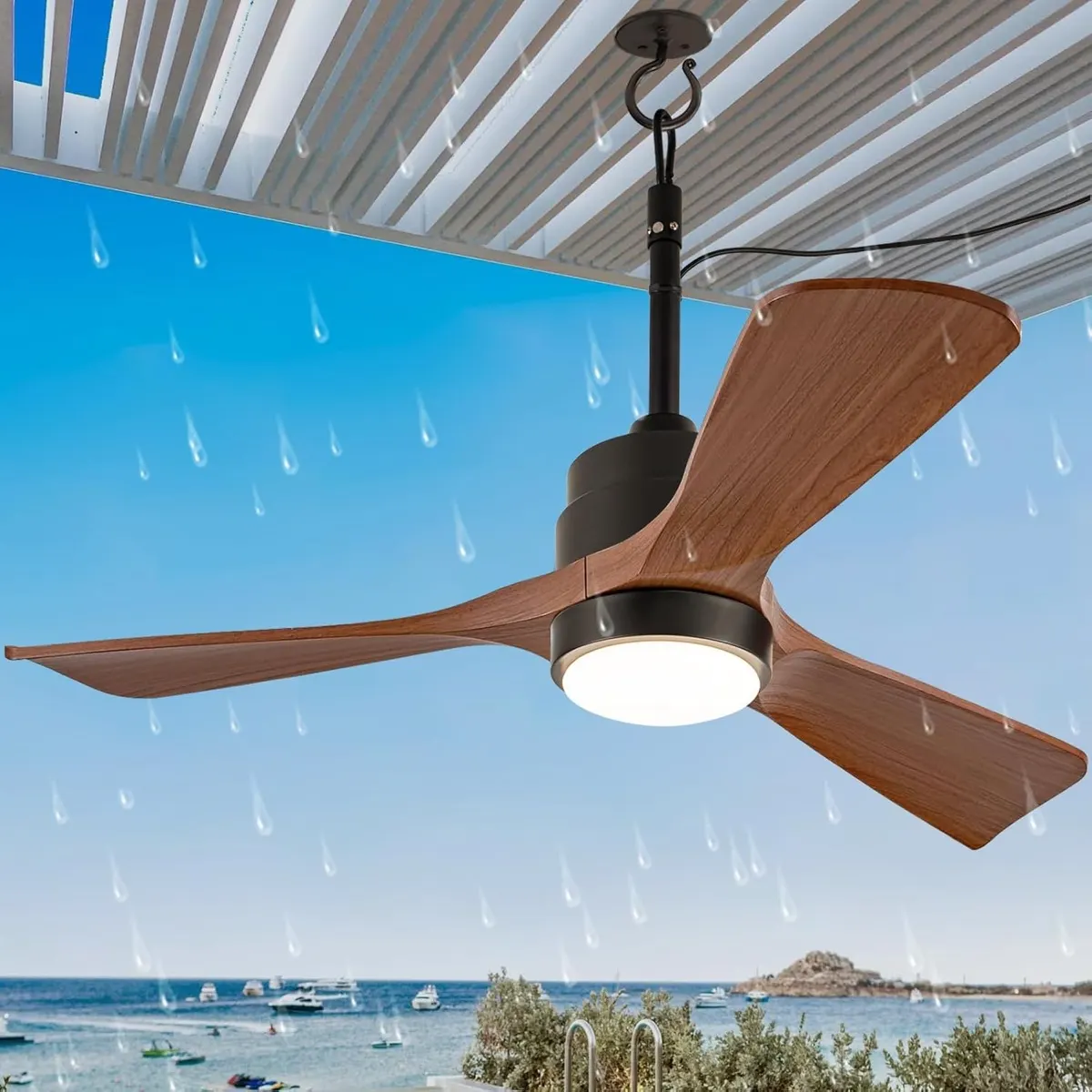 Ventilador de teto com luminária para varanda coberta